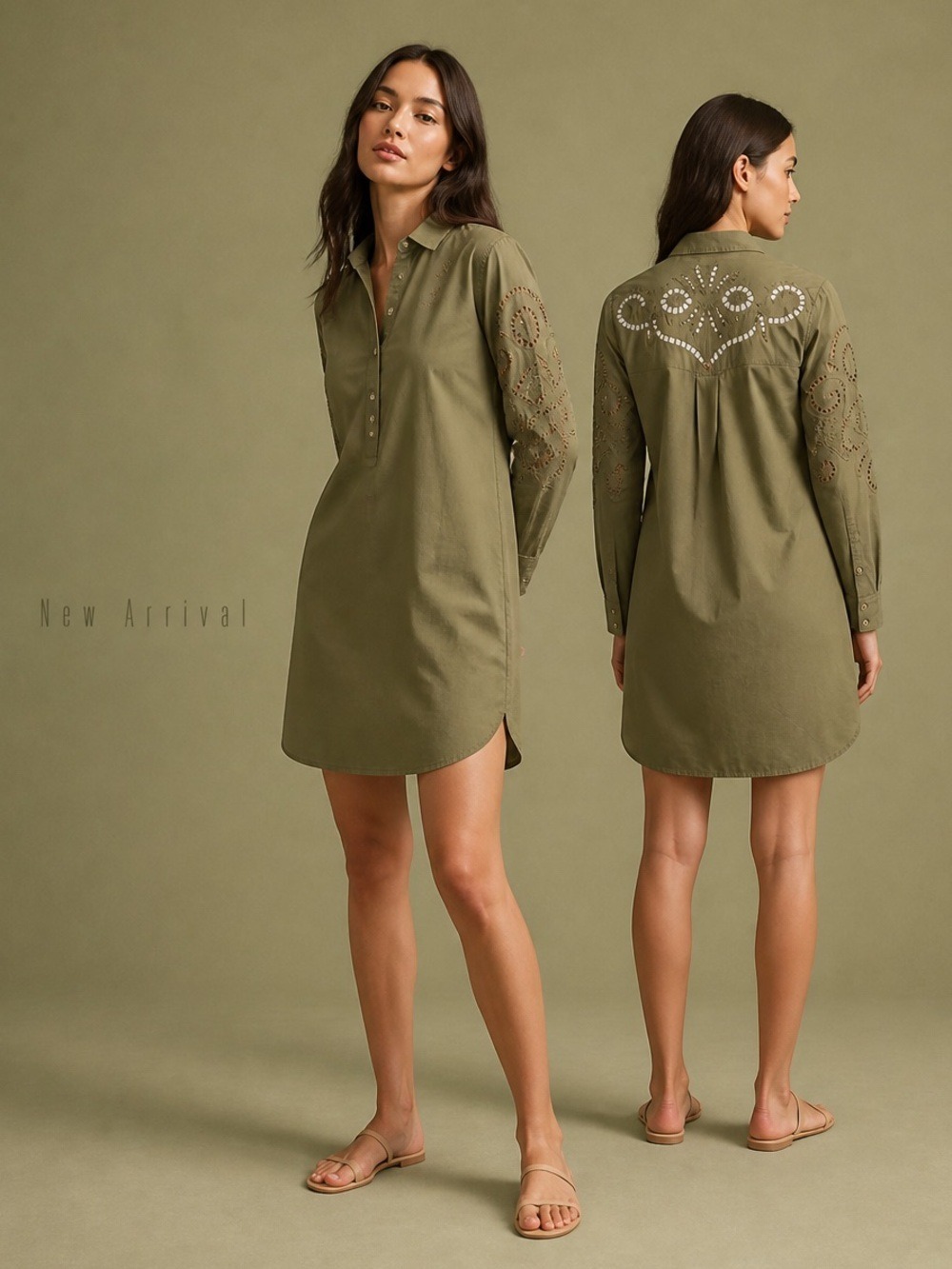 Sundance Forest Green Button-Up Shirt Dress XS NWTs + Free Designer Necklace